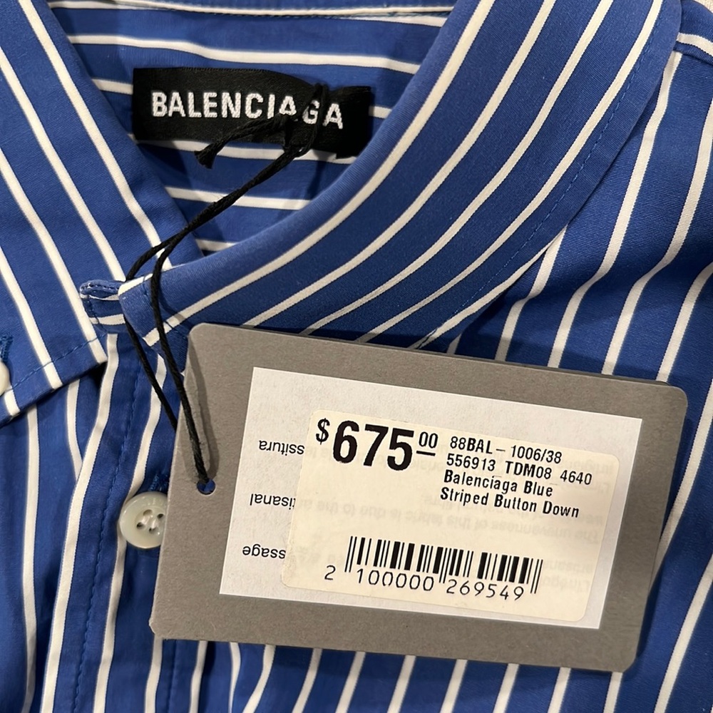 Balenciaga blue striped button down - Picture 6 of 6